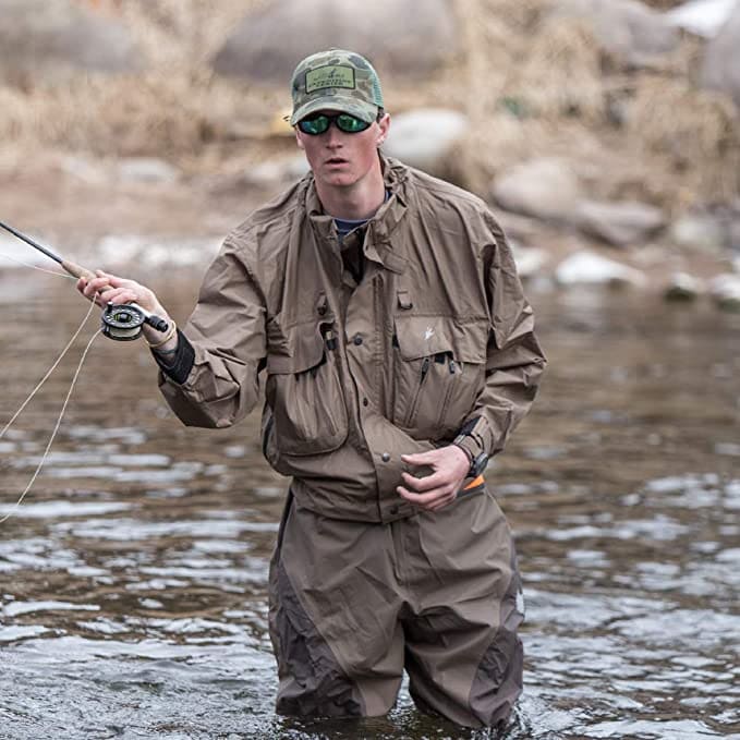 This photo shows Frogg Toggs Java Hell Bender Wading Jacket.