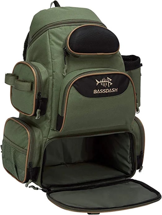BASSDASH Fishing Tackle Backpack - Best Wading Backpack With Organizational Pockets
